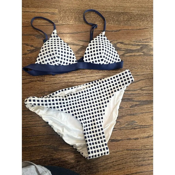 Onia Danni Triangle Bikini Top And Button in Blue Shadow Size XS - Picture 4 of 11